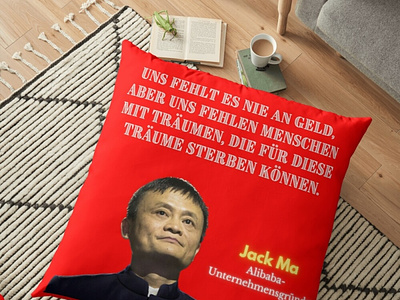 ein Kissen mit Zitaten Gründer von Alibaba, Jack Ma graphic design