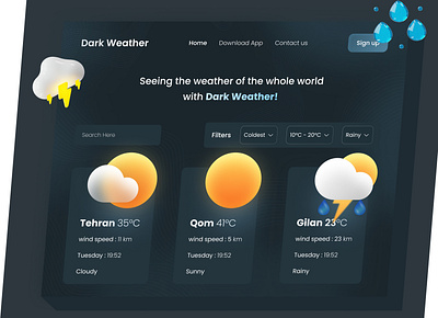 Dark Weather 3d dark figma graphic design logo ui vector weather