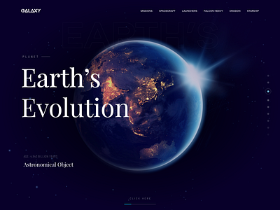 Earth's Evolution design earth evolution explorer galaxy homepage index landing milkyway missions space spacecraft ui uiux uiuxdesign ux web website