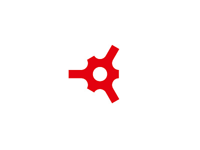 Unimann cogwheel gear gear wheel identity logo mark red