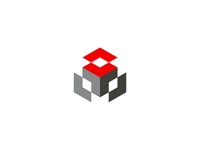 Liga auto box cube gray identity logo mark parts red