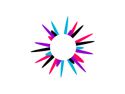 Expo black blue color explotion identity logo mark pink sun