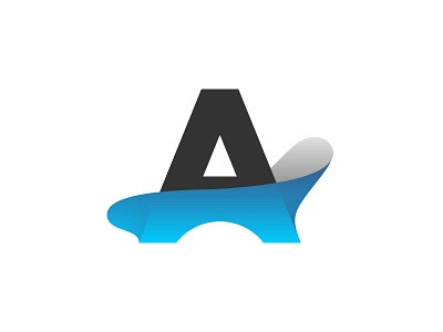 A a arc black blue drop grey identity letter logo mark plastic wave