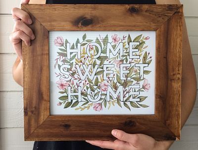Home Sweet Home design floral illustration painting type design watercolor