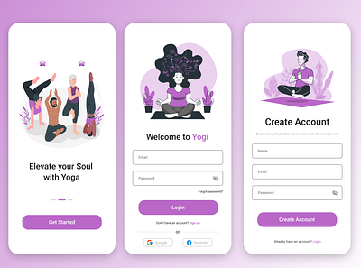 Yoga app_Mobile app app application concept idea mobile purple sport ui ux yoga