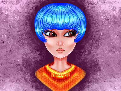 Girl blue design drawing fashion girl happy