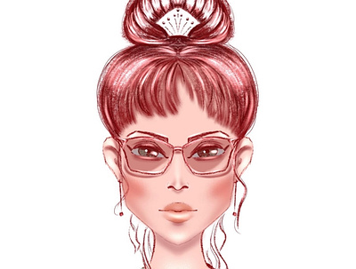 Girl design drawing girl glass happy illustration