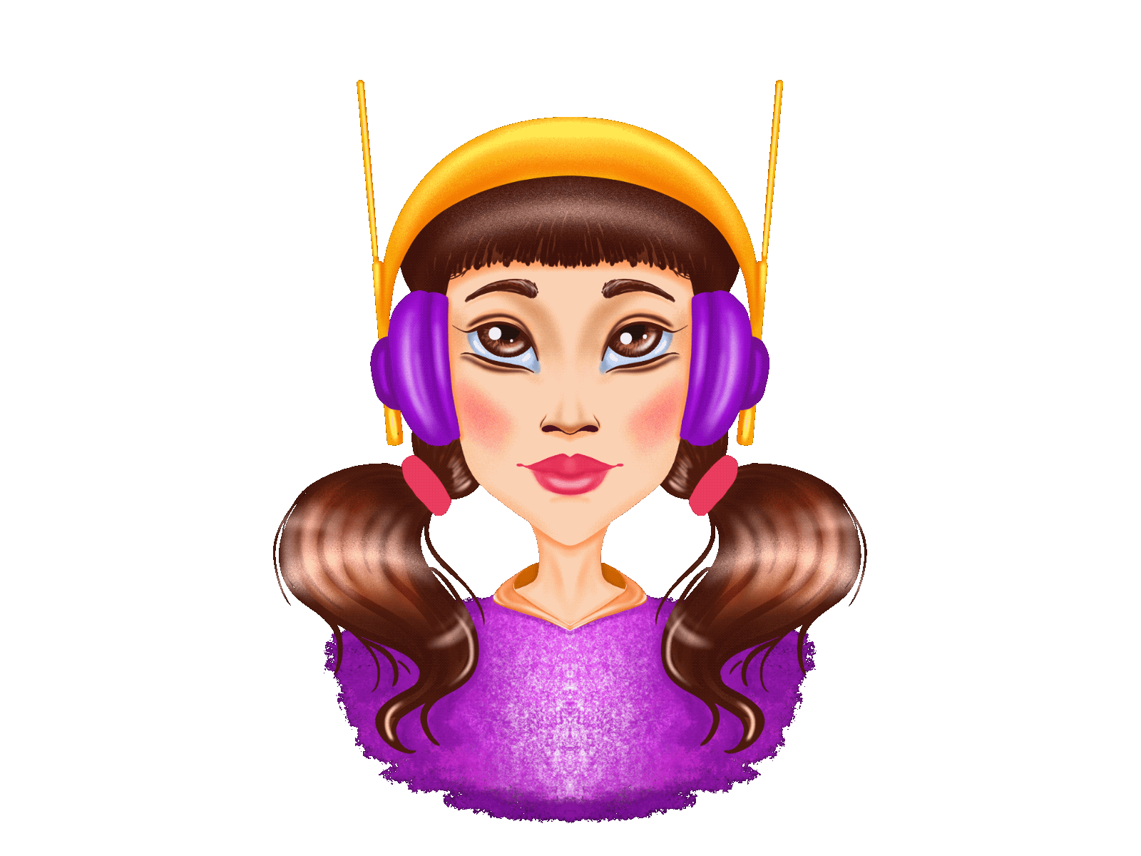 Girl design drawing girl happy headphones illustration