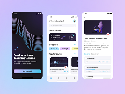 Online Course Mobile App app course design figma learning learning platform mobile mobile app online course mobile app studying studying app ui