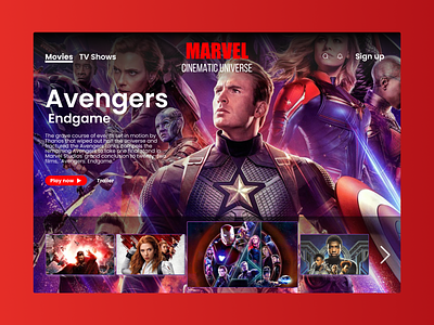 Marvel Movie Website Design graphic design ui uiux