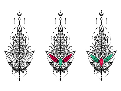 Lotus illustration set abstract art buddhism design graphic design illustration logo lotus print set yoga
