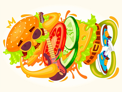 Burger abstract art burger colorful design graffiti graphic design illustration music print