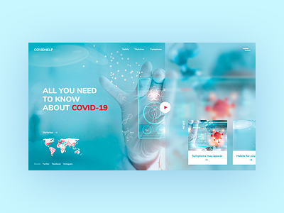 Concept Design for Covidhelp website app blur blurred background burger menu concept coronavirus covid 19 design ui ux web webapps webdesign website website design