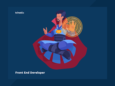 Front End Developer character developer doctor strange front end illustration levitate trinetix vacancy