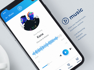 Music App Concept app blue card ios music player playlist song ui