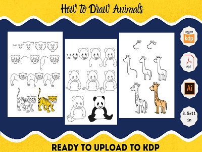 How to Draw Animals Step by Step animation draw drawing book graphic design how to draw animals how to draw animals book how to draw step by step kdp interior kdp interiors
