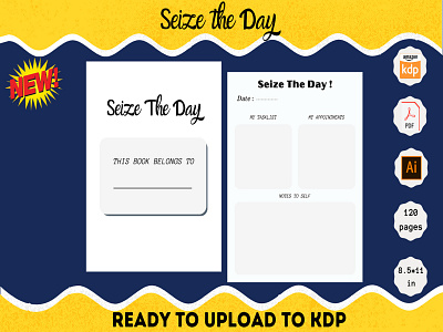 Seize the Day daily plan daily planner daily schedule enjoy your day graphic design kdp interior kdp template plan your day seize the day