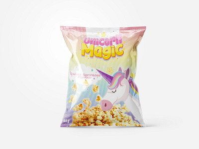 Unicorn Magic Popcorn - Packaging Design brand brand design branding design food graphic design illustration packaging packaging design popcorn tasty unicorn