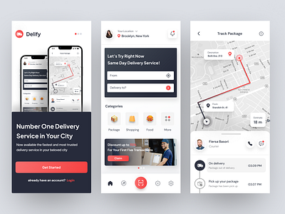 Delivery Service Apps app delivery package service track ui ux