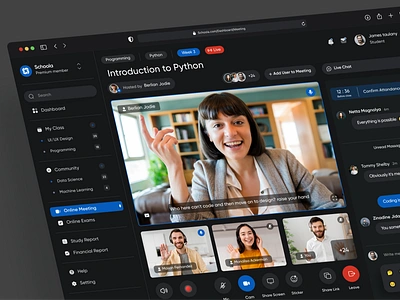 Schoola - E-Learning Platform dashboard e learning education google meet layout learning meeting online meeting user interface zoom
