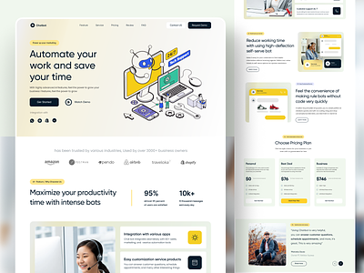Chatbot - Landing Page Exploration automation botchat chat chatbot clean design company profile landing page lemon office playful design pricing saas saas landing page service subcripction user interface