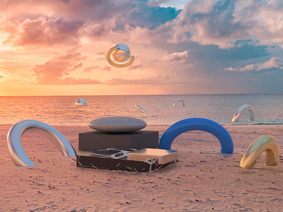 SERENE 3d 3d art adobe dimention chilling dribbble serene sunset view