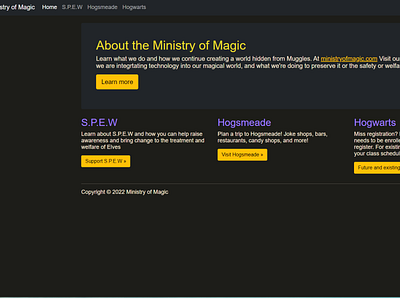 Harry Potter Mock/Wireframe Static design early stage ui