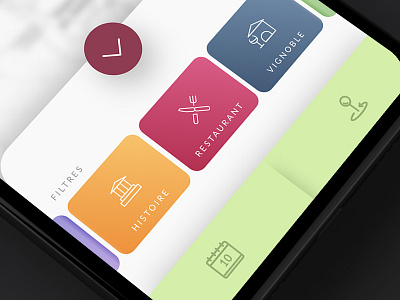 Route du Vin App | Filter app card design filter icon menu swipe ui ux vector wine