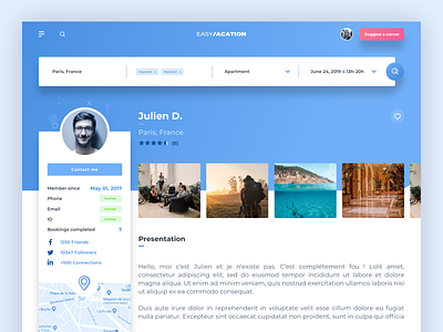User Profile - Travel Platform blue booking card design journey platform profile travel ui user ux web website