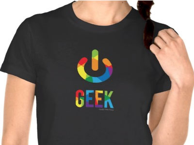 Geek colors culture geek icon power off rainbow t shirt design vivid