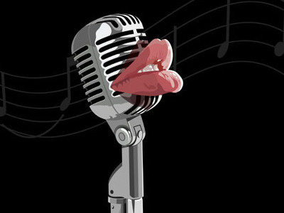 Swing It chrome jazz lips microphone music notes sexy singer vintage