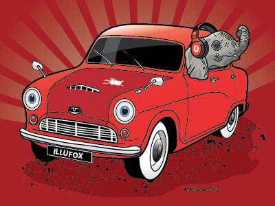 Austin Red beat beat audio car elephant headphones music red car urban vintage car