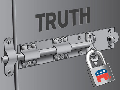 No Access door fact lie lock locked padlock political republican right truth