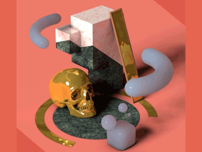 Still Life 3d ae after effects animated animation ball c4d dribbble gold loop marble motion skull