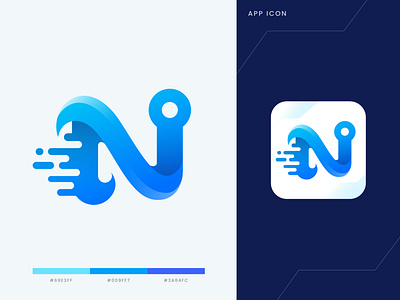 N logo letter mark creative modern minimalist
