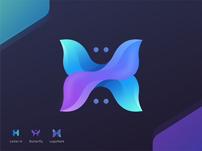 Letter H, Butterfly , Modern minimalist Creative logo