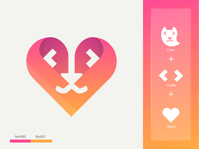 Heart + Cat + Code | Logo design