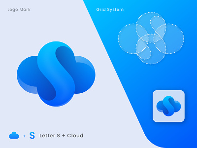 Letter S + Cloud abstract app icon app logo brand designer branding cloud logo communication creative logo data gradient grid logo illustration letter s logo logo design logo designer modern logo redesign security symbol