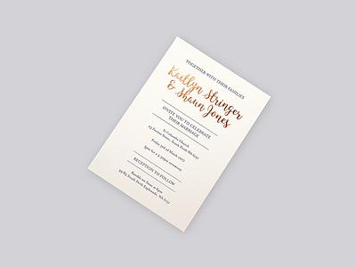 Wedding Invite brush copper foil invite lettering paper pen script wedding