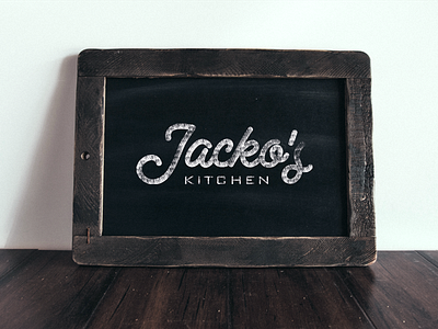 Jacko's Kitchen bespoke chalk chalkboard kitchen lettering logo script texture typographer typography