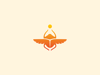 Scarab beetle design digital gradient icon logo minimal modern orange scarab simple symbol