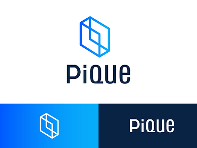 Pique 01 blue connect core design digital gradient graphic icon logo minimal modern simple symbol