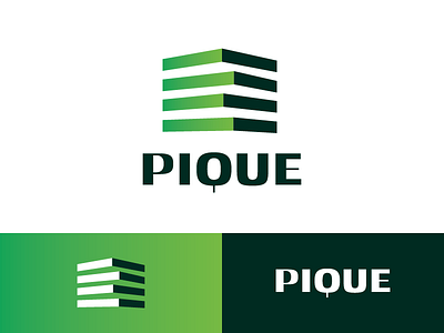 Pique 03 cube design digital gradient graphic green icon logo minimal modern simple symbol