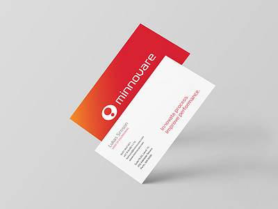 Minnovare business card brandmark businesscard circle design gradient icon logo minimal modern red simple symbol