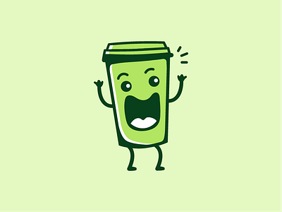 I like big cups and I cannot lie character coffee cup funny green happy icon illustration minimal simple take away vector