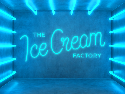 Neon Ice Cream blue brand hand drawn hand lettering identity lettering letters light logo neon script typography