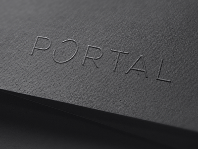 Portal black brand branding design emboss embossing graphic identity logo minimal modern paper portal print sci fi science simple space stationary type