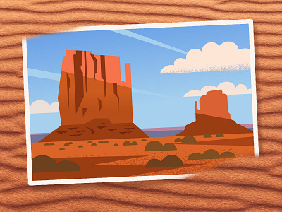 Monument Valley clouds desert digital illustration monument valley postcard postcard design sand sky sunset utah vector weekly warm up weeklywarmup