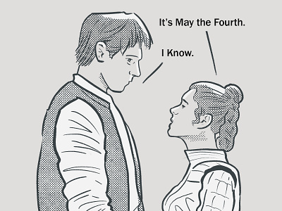 May the Fourth halftone han solo illustration may the fourth princess leia sketch star wars