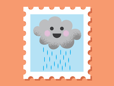 Cloud Stamp cloud cloudy digital illustration mail rain snail mail stamp stamps vector